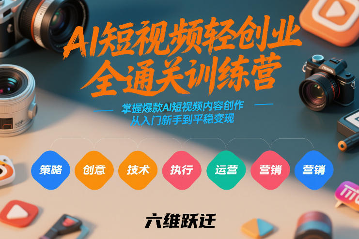 AI短视频轻创业全通关训练营，掌握爆款AI短视频内容创作，从入门新手到平稳变现的六维跃迁| 鹿鸣网创