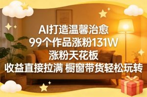 AI打造温馨治愈，99个作品涨粉131W，涨粉天花板，收益直接拉满，橱窗带货轻松玩转| 鹿鸣网创