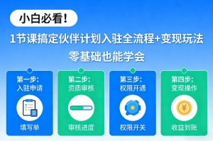 小白必看！1节课搞定伙伴计划入驻全流程+变现玩法，零基础也能学会| 鹿鸣网创