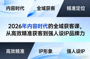 2026年内容时代的全域获客课，从高效精准获客到强人设IP品牌力| 鹿鸣网创