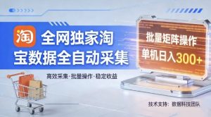 全网独家，淘宝数据全自动采集项目，批量可矩阵，单机轻松日入300【揭秘】| 鹿鸣网创