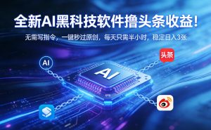 全新AI黑科技软件撸头条收益！无需写指令，一键秒过原创，每天只需半小时，稳定日入3张【揭秘】| 鹿鸣网创