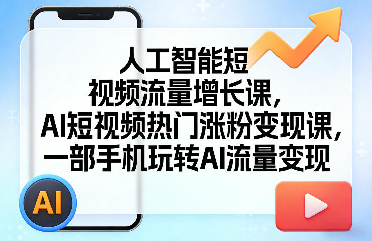 人工智能短视频流量增长课，AI短视频热门涨粉变现课，一部手机玩转AI流量变现| 鹿鸣网创