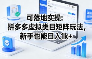 可落地实操：拼多多虚拟类目矩阵玩法，新手也能日入1k+【揭秘】| 鹿鸣网创
