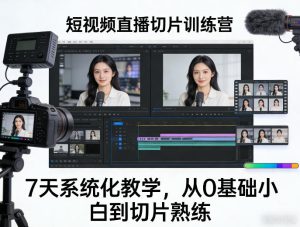 短视频直播切片训练营，7天系统化教学，从0基础小白到切片熟练| 鹿鸣网创