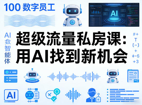 你的AI数字员工100个智能体，超级流量私房课，用AI找到新机会| 鹿鸣网创