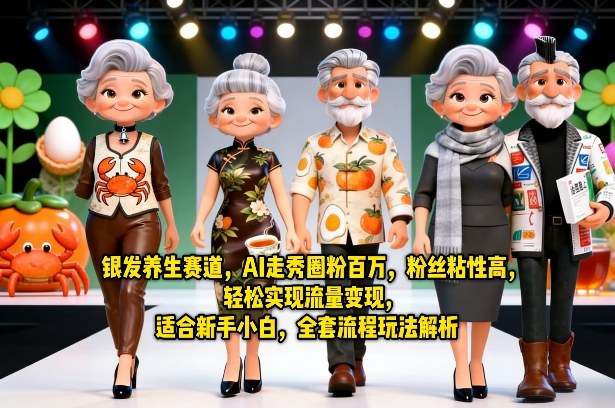 银发养生赛道，AI走秀圈粉百万，粉丝粘性高，轻松实现流量变现，适合新手小白，全套流程玩法解析| 鹿鸣网创