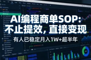 AI编程商单SOP,AI编程不能只给工作提效,还要直接变现,有人已经稳定月入1W+半年了| 鹿鸣网创