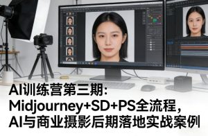 AI训练营第三期:Midjourney+SD+PS全流程,AI与商业摄影后期落地实战案例| 鹿鸣网创