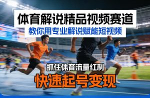 体育解说精品视频赛道,教你用专业解说赋能短视频,抓住体育流量红利,快速起号变现| 鹿鸣网创