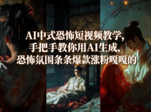 AI中式恐怖短视频教学,手把手教你用AI生成,恐怖氛围条条爆款涨粉嘎嘎的| 鹿鸣网创