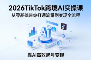 2026TikTok跨境AI实操课,从零基础带你打通流量到变现全流程,靠AI高效起号变现| 鹿鸣网创