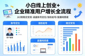 小白线上短视频创业+企业精准用户增长全流程,涵盖账号定位、涨粉起号,直播间搭建等,从0做到稳定变现| 鹿鸣网创