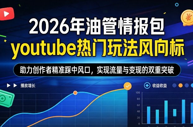 2026年油管情报包，youtube热门玩法风向标，助力创作者精准踩中风口，实现流量与变现的双重突破（更新）| 鹿鸣网创
