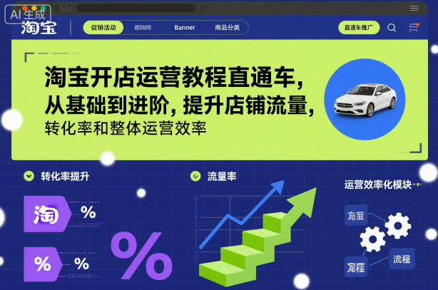 淘宝开店运营教程直通车，从基础到进阶，提升店铺流量，转化率和整体运营效率（更新26年3月）| 鹿鸣网创