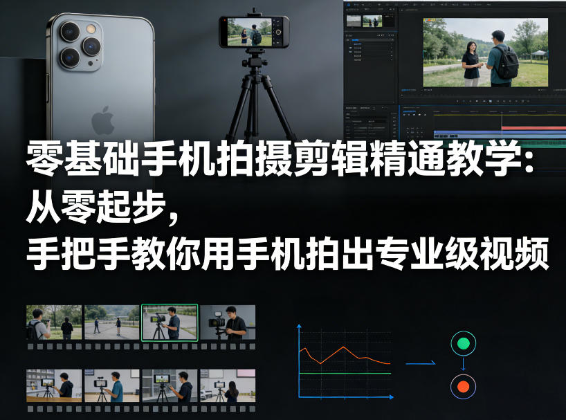 零基础手机拍摄剪辑精通教学:从零起步,手把手教你用手机拍出专业级视频