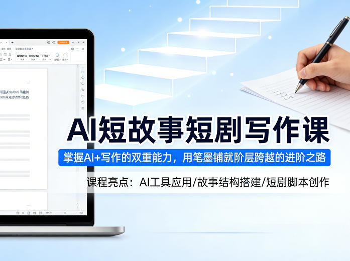 AI短故事短剧写作课，掌握AI+写作的双重能力，用笔墨铺就阶层跨越的进阶之路| 鹿鸣网创