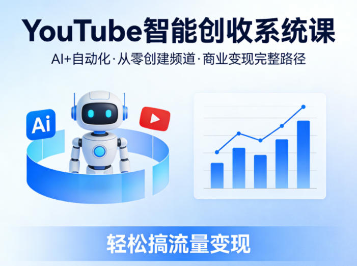 YouTube智能创收系统课，AI+自动化，从零创建YouTube频道并实现商业变现的完整路径，轻松搞流量变现| 鹿鸣网创