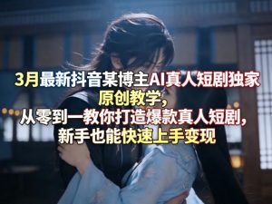 3月最新抖音某博主AI真人短剧独家原创教学，从零到一教你打造爆款真人短剧，新手也能快速上手变现| 鹿鸣网创