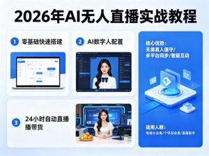2026年AI无人直播实战教程,零基础也能快速搭建AI数字人无人直播间,实现24小时自动直播带货| 鹿鸣网创