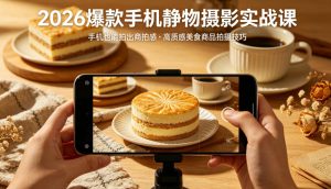 2026爆款手机静物摄影实战课，手机也能拍出商拍感，学会拍出高质感美食商品| 鹿鸣网创