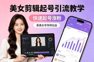 某美女号导师出品：美女剪辑起号引流教学，快速起号涨粉| 鹿鸣网创