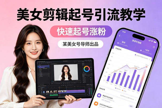 某美女号导师出品：美女剪辑起号引流教学，快速起号涨粉| 鹿鸣网创