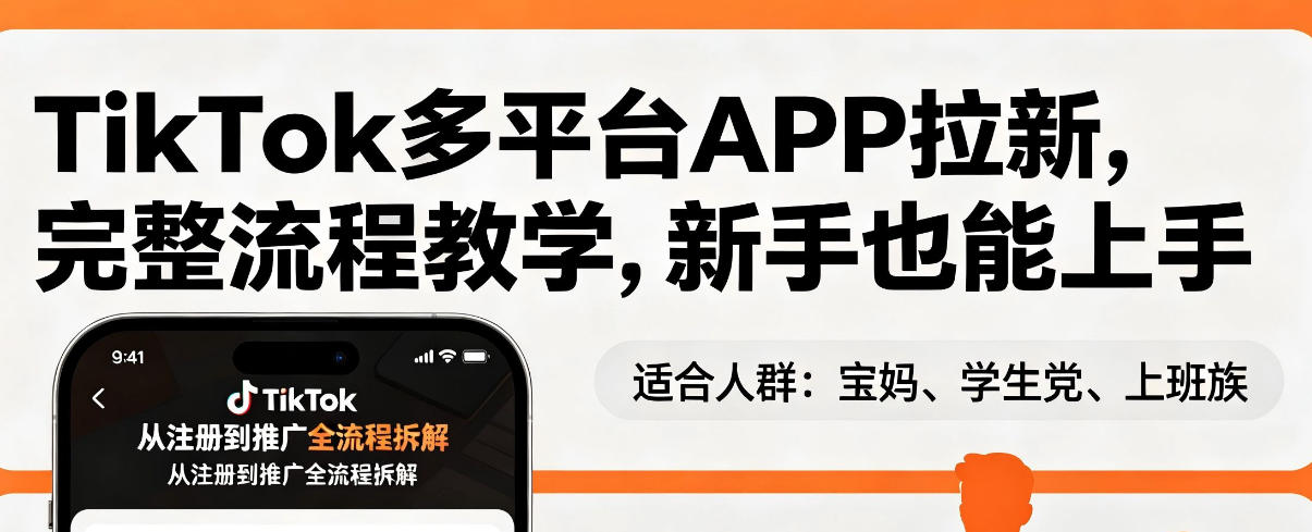 TikTok多平台APP拉新，完整流程教学，新手也能上手，轻松出海搞美金| 鹿鸣网创