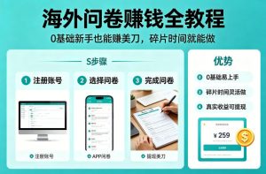 海外问卷賺钱全教程，0基础新手也能賺美刀，碎片时间就能做| 鹿鸣网创