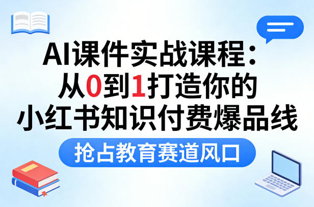 AI课件实战课程，从0到1打造你的小红书知识付费爆品线，抢占教育赛道风口| 鹿鸣网创