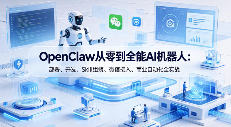 OpenClaw从零到全能AI机器人：部署、开发、Skill组装、微信接入、商业自动化全实战| 鹿鸣网创