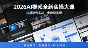 2026AI视频全新实操大课，从基础到实战，全流程掌握，系统教学·案例驱动·即学即用| 鹿鸣网创