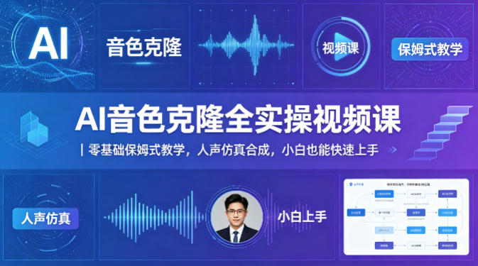 AI音色克隆全实操视频课｜零基础保姆式教学，人声仿真合成，小白也能快速上手| 鹿鸣网创