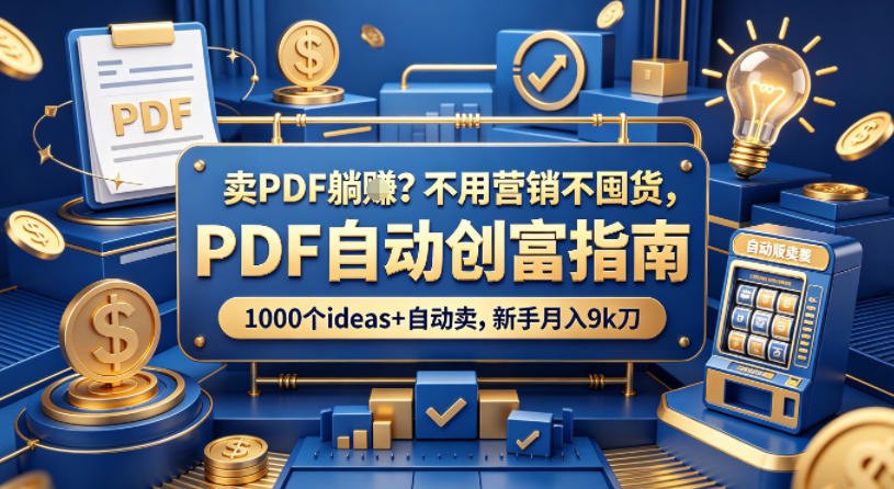 卖PDF躺賺？不用营销不囤货，PDF自动创富指南，1000个ideas+自动卖，新手月入9k刀【原创双语字幕】| 鹿鸣网创