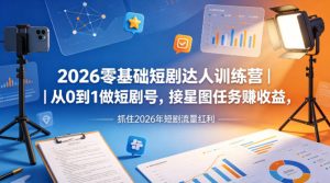 2026零基础短剧达人训练营｜从0到1做短剧号，接星图任务賺收益，抓住2026年短剧流量红利| 鹿鸣网创