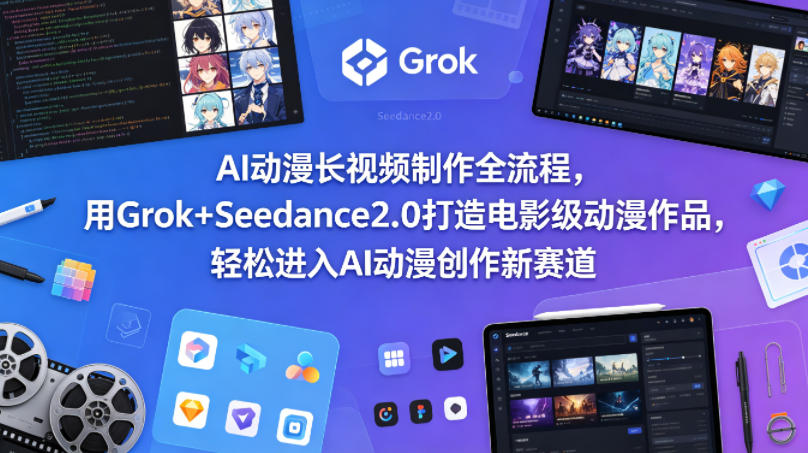 AI动漫长视频制作全流程，用Grok+Seedance2.0打造电影级动漫作品，轻松进入AI动漫创作新赛道| 鹿鸣网创