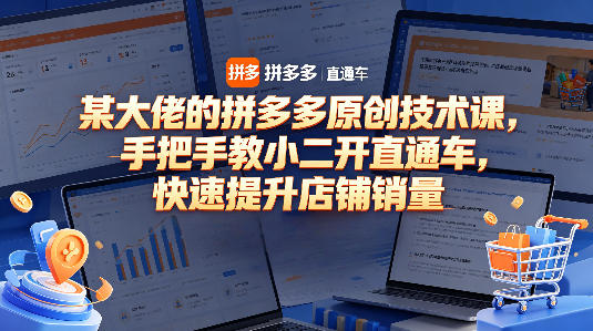 某大佬的拼多多原创技术课，手把手教小二开直通车，快速提升店铺销量| 鹿鸣网创