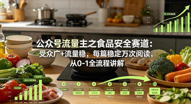 公众号流量主之食品安全赛道，受众广+流量稳，每篇作品稳定万次阅读，从0-1全流程讲解| 鹿鸣网创
