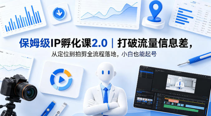 保姆级IP孵化课2.0｜打破流量信息差，从定位到拍剪全流程落地，小白也能起号| 鹿鸣网创
