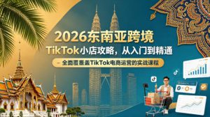 2026东南亚跨境TikTok小店攻略，从入门到精通、全面覆盖TikTok电商运营的实战课程（更新4月）| 鹿鸣网创