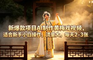 新爆款项目AI制作黄梅戏视频，适合新手小白操作，流量大，每天2-3张| 鹿鸣网创