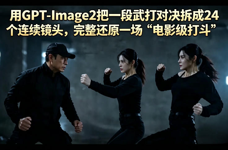 用GPT-Image2把一段武打对决拆成24个连续镜头，完整还原一场“电影级打斗”| 鹿鸣网创