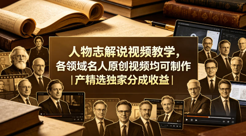 人物志解说视频教学，各领域名人原创视频均可制作丨精选独家分成收益| 鹿鸣网创