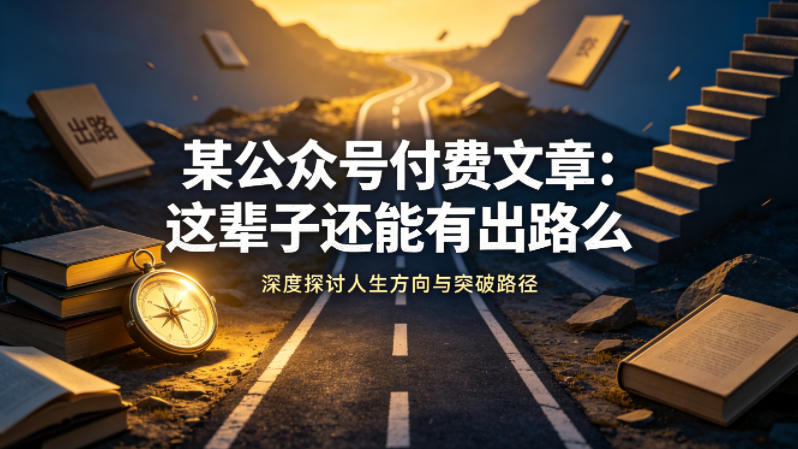 某公众号付费文章：这辈子还能有出路么| 鹿鸣网创
