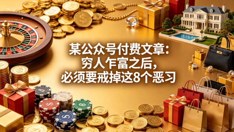 某公众号付费文章：穷人乍富之后，必须要戒掉这8个恶习| 鹿鸣网创