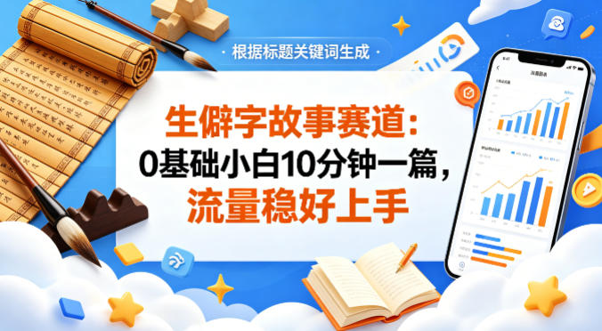公众号流量主——生僻字故事赛道，流量稳，好上手，0基础小白也能10分钟一篇| 鹿鸣网创