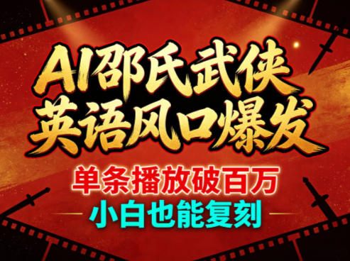 AI邵氏武侠英语风口爆发，单条播放破百万，小白也能复刻| 鹿鸣网创