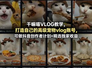 干嘛喵VLOG教学，打造自己的高级宠物vlog账号，可做抖音创作者计划+精选独家收益| 鹿鸣网创
