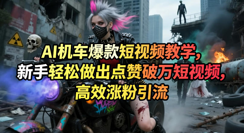 AI机车爆款短视频教学，新手轻松做出点赞破万短视频，高效涨粉引流| 鹿鸣网创
