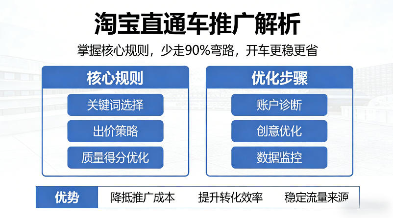淘宝直通车推广解析，掌握核心规则，少走90%弯路，开车更稳更省| 鹿鸣网创